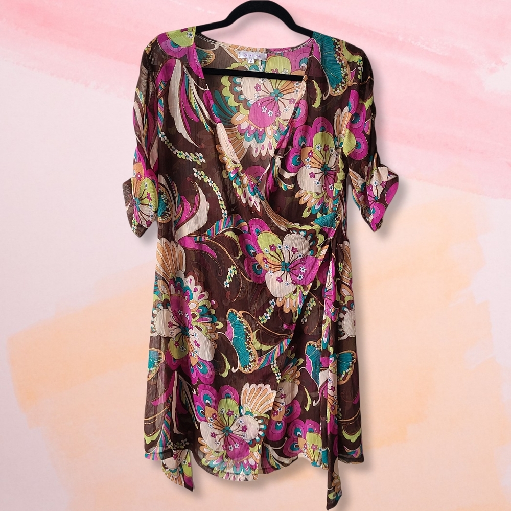 HostPick Toi Et Moi Floral Sheer Dainty Wrap Dress